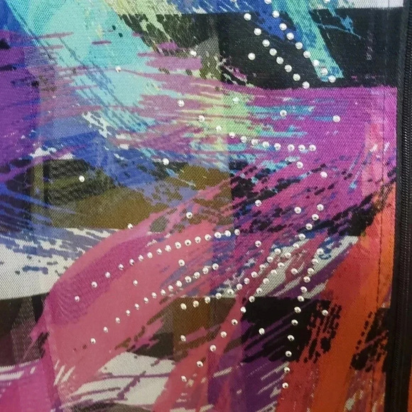 Valentina Colorful Sheer Black and White Strip Embellished Jacket - Picture 5 of 6